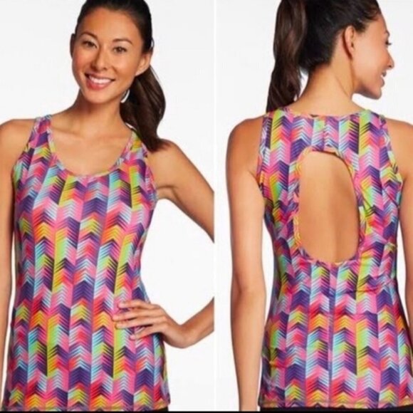 Fabletics Women's Embra Keyhole Athletic Sweat Wicking Tank Top Sz L - Picture 2 of 7